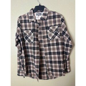 Ezekiel plaid shirt, size, medium, Brown, and Gray